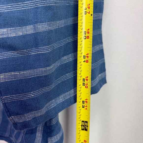 Habitat Linen Button Top Sz M White Blue Pin Striped Style 42511 Coastal Chic - Picture 6 of 16